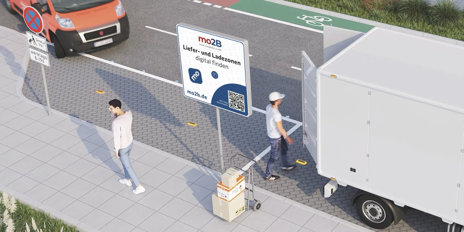 3D-Rendering einer mo2B Liefer- und Ladezone