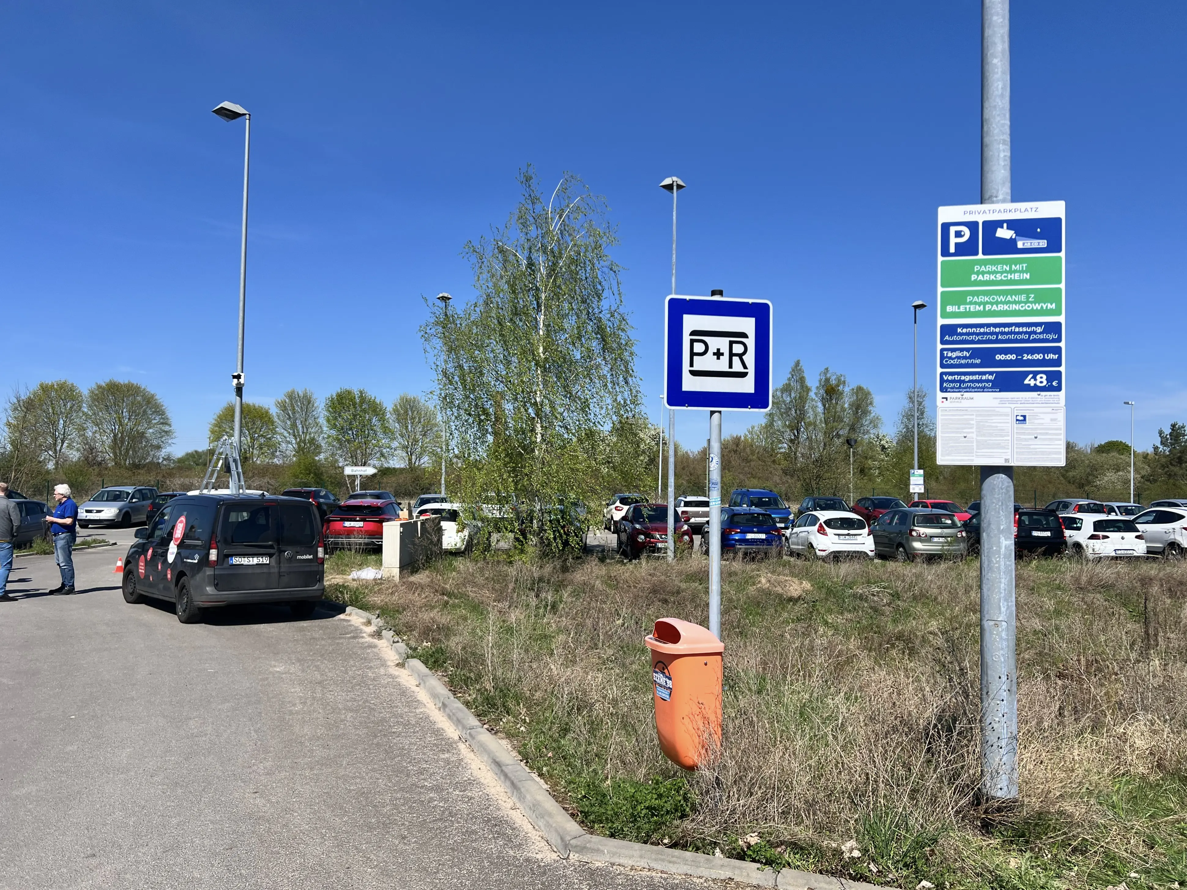 Ansicht des bewirtschafteten Parkplatzes in Küstrin-Kietz