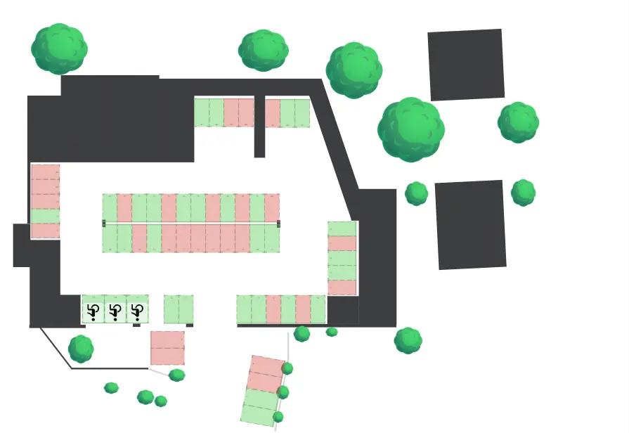 Plan einer bewirtschafteten Parkfläche